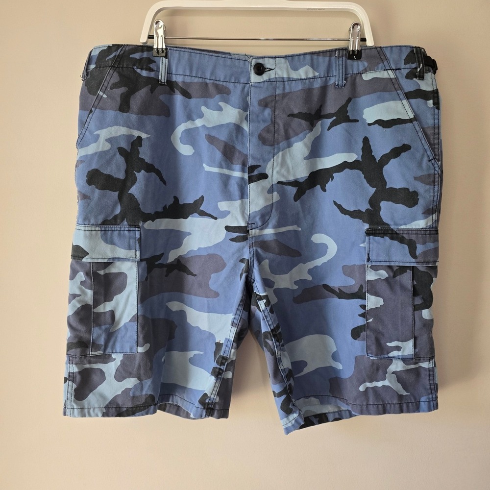 Rothco BDU Blue Camo Cargo Shorts Mens XXL Adjustable Waist Tactical Military